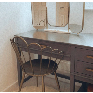 Retro Gold Chair Vintage Industrial Style Metal Vanity Seat - Image 3