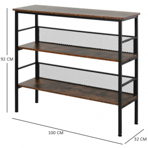 Industrial Console Table Hallway Rustic Shelving Bookcase Unit Vintage Storage Sideboard - Image 7