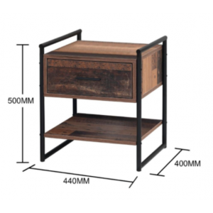 Industrial Bedside Table Rustic Oak Cabinet - Image 5