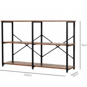 Industrial Console Table Rustic Shelving Unit Vintage Storage Sideboard Hallway Furniture - Image 3