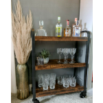 Industrial Drinks Trolley Rustic Metal Cart Vintage Serving Shelf Kitchen Table