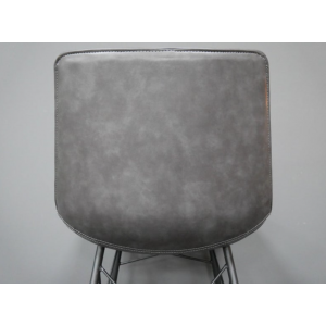 Leather Dining Chair Vintage Industrial Kitchen Grey Seat Rustic Metal Office - Image 5