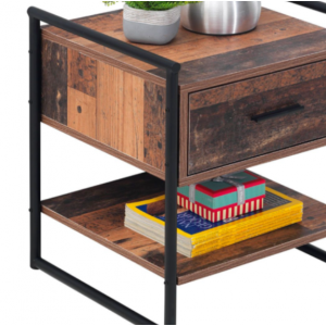 Industrial Bedside Table Rustic Oak Cabinet - Image 3