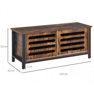 Industrial TV Stand Rustic Metal Storage Media Cabinet Vintage Cupboard Door Unit - Image 2