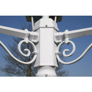 Tall Garden Lamp Post White Triple Head Path - Image 3