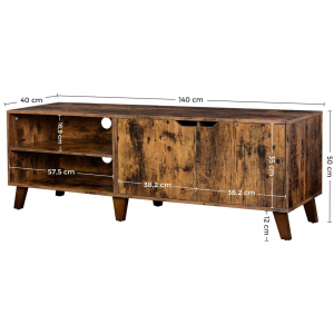 Industrial TV Stand Rustic Storage Lowboard Vintage Retro Cabinet Sideboard Unit - Image 4