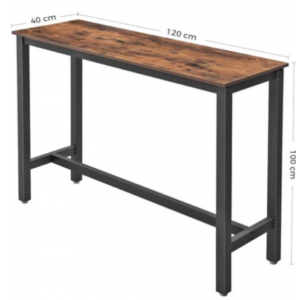 Industrial Bar Table Rustic Tall Metal Dining Narrow Vintage Kitchen Breakfast Furniture - Image 4