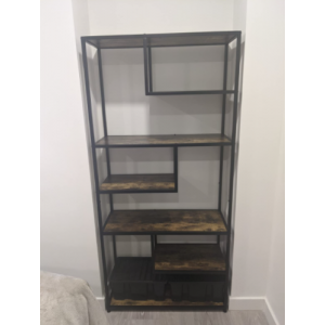 Industrial Metal Bookcase Vintage Retro Shelving Unit Tall Display Rack Cabinet - Image 3