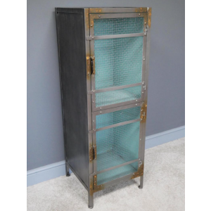 Tall Industrial Cabinet Rustic Metal Cupboard - Image 2