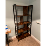 Tall Industrial Bookcase Rustic Metal Display Cabinet Unit Vintage Storage Shelf