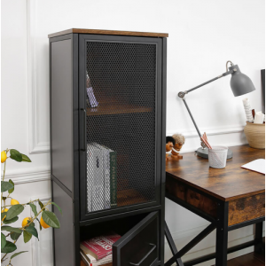 Tall Industrial Cabinet Rustic Metal Display Unit - Image 2
