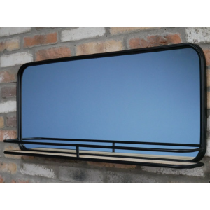 Rectangular Wall Mirror Metal Industrial Shelf - Image 3