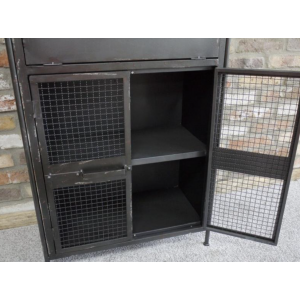 Industrial Storage Cupboard Metal Side Cabinet Vintage Bathroom Shelving Unit - Image 3