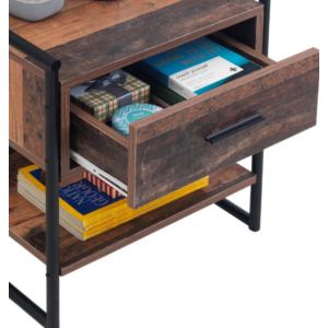 Industrial Bedside Table Rustic Oak Cabinet - Image 4