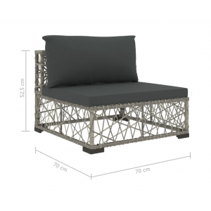 Rattan Garden Furniture Grey Wicker Patio Corner Sofa Set Metal Lounge Table - Image 4