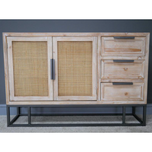 Large Rattan Sideboard Vintage Storage Cabinet - Image 4