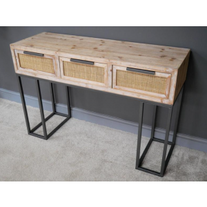 Rattan Console Table Rustic Hallway Furniture - Image 4