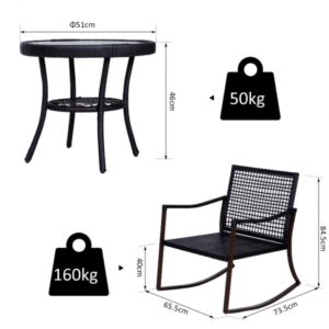 Rocking Garden Set Conservatory Patio Furniture Rattan Bistro Sofa Chair Table - Image 6