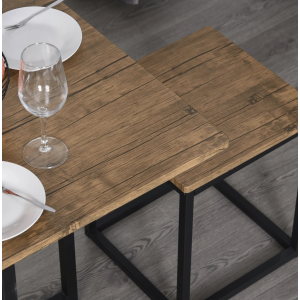 Industrial Dining Table and Chairs Rustic Metal Vintage Bar Set 4 Stools Breakfast Room - Image 4