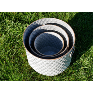 Garden Planters Pot Set 3 Rustic Metal Box - Image 3