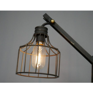 Industrial Desk Light Vintage Retro Table Lamp Rustic Metal Cage Shade Bulb - Image 2
