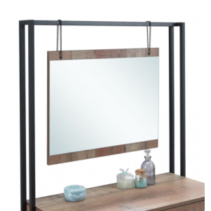 Industrial Dressing Table Vintage Retro Vanity Unit Mirror Rustic Oak Bedroom - Image 4