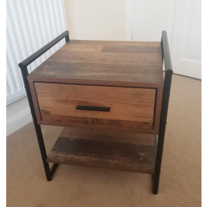 Industrial Bedside Table Rustic Oak Cabinet - Image 2