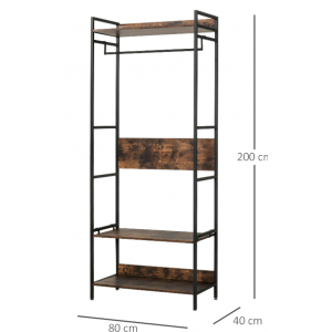 Industrial Open Wardrobe Rustic Metal Clothes Rail - Image 5