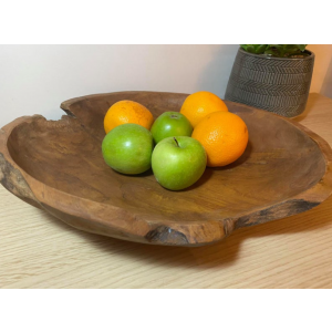Rustic Fruit Bowl Antique Round Solid Teak Root Wood Large Snacks Food Organiser - Image 5