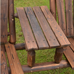 Rustic Swing Seat Wooden Patio Rocking 2 Chair Outdoor Garden Yard Hammock Bench - Image 4