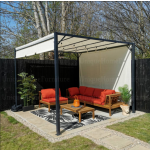 Metal Garden Pergola Retractable Gazebo Canopy Large Structure Sun Patio Awning