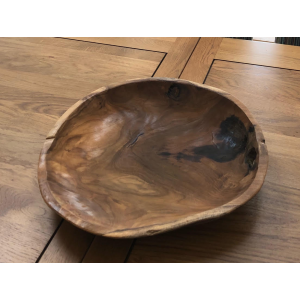 Rustic Fruit Bowl Antique Round Solid Teak Root Wood Large Snacks Food Organiser - Image 6