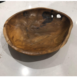 Rustic Fruit Bowl Antique Round Solid Teak Root Wood Large Snacks Food Organiser - Image 8