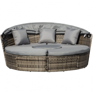 Large Rattan Sofa Set Grey Garden Patio Furniture Wicker Round Table Day Bed Canopy - Image 8
