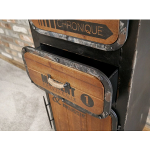 Tall Industrial Cabinet Vintage Retro Cupboard Rustic Metal Storage Wheels Unit - Image 4