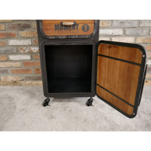 Tall Industrial Cabinet Vintage Retro Cupboard Rustic Metal Storage Wheels Unit - Image 6