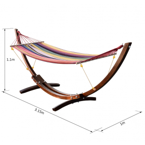 Wooden Garden Hammock Patio Swing Bench Sun Lounger Day Bed Bench Lawn Furniture - Image 3