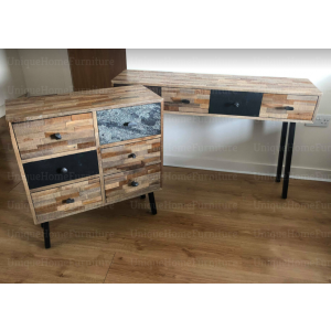 Industrial Chest Drawers Rustic Metal Cabinet Solid Wood Storage Sideboard Unit - Image 5