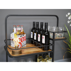 Industrial Drinks Trolley Rustic Metal Wine Cart - Image 3
