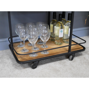 Industrial Drinks Trolley Rustic Metal Wine Cart - Image 4