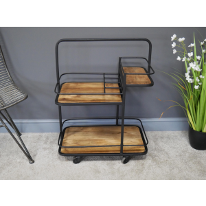 Industrial Drinks Trolley Rustic Metal Wine Cart - Image 5