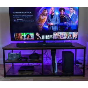 Industrial TV Stand Vintage Retro Unit Storage Media Cabinet Rustic Metal Wood - Image 3