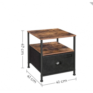 Industrial Bedside Table Rustic Drawer Cabinet Vintage Metal Side End Table Unit - Image 4