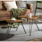 Industrial Nest Tables Set 2 Vintage Side End Coffee Rustic Metal Hairpin Legs