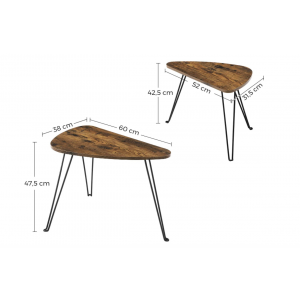 Industrial Nest Tables Set 2 Vintage Side End Coffee Rustic Metal Hairpin Legs - Image 4