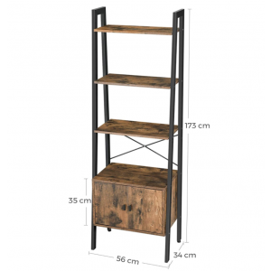Industrial Ladder Shelf Vintage Retro Furniture Rustic Metal Bookcase Cabinet - Image 5
