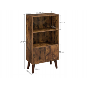 Retro Storage Bookcase Rustic Display Cabinet Vintage Mid Century Modern Shelf Unit - Image 6