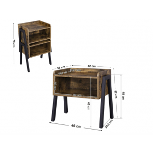Industrial Bedside Table Vintage Retro Nightstand Rustic Metal End Cabinet Unit - Image 5