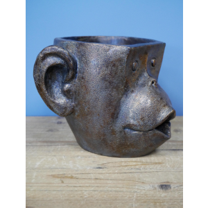 Resin Plant Pot Monkey Head Flower Vase Vintage Style Home Art Decor Planter - Image 4
