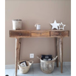 Nordic Console Table Rustic Solid Wood Hallway Furniture Vintage Scandinavian Slim Sideboard